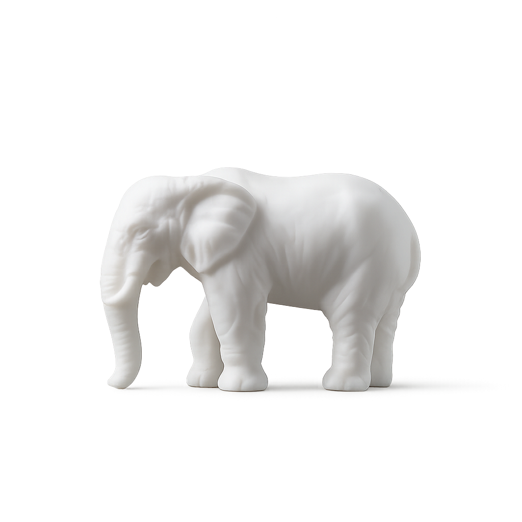 Lucky White Elephant Figurines - Minimalist Porcelain Decor