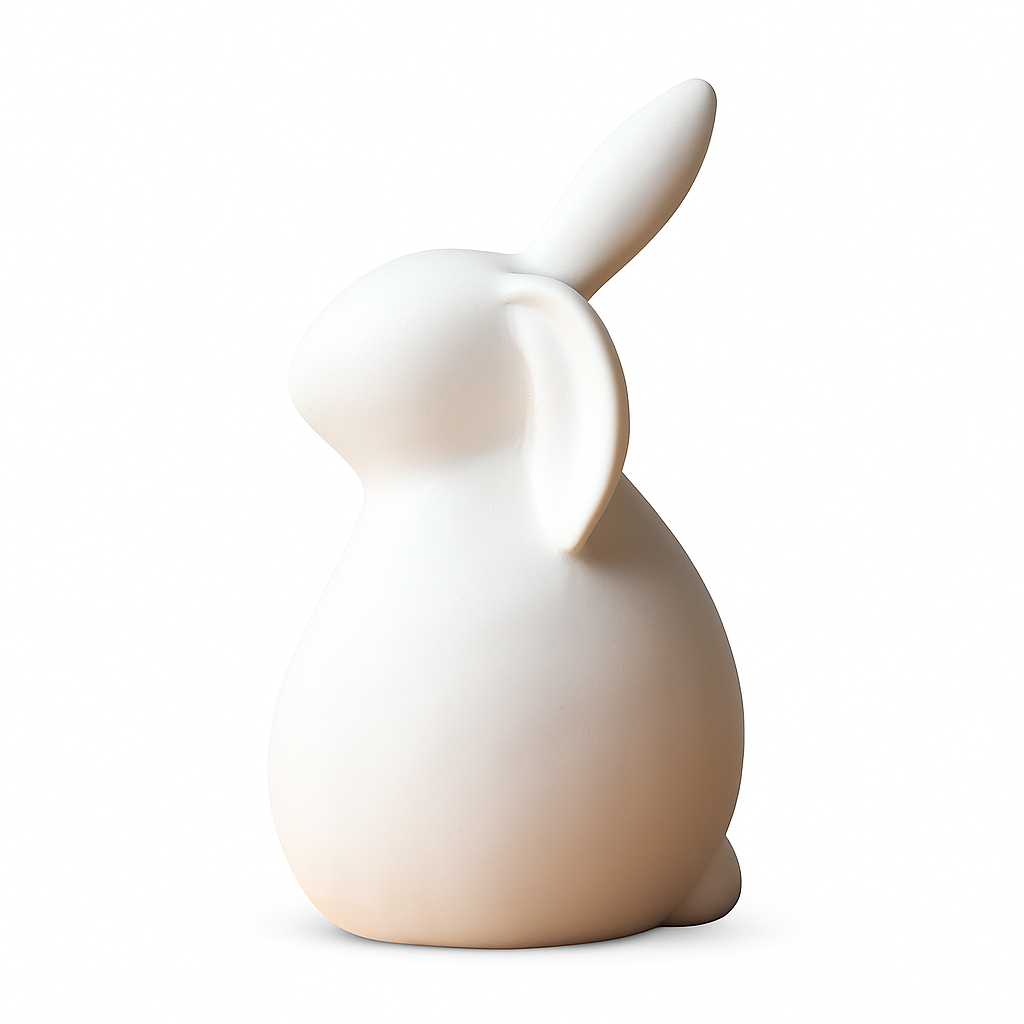 Minimalist White Ceramic Rabbit Figurines