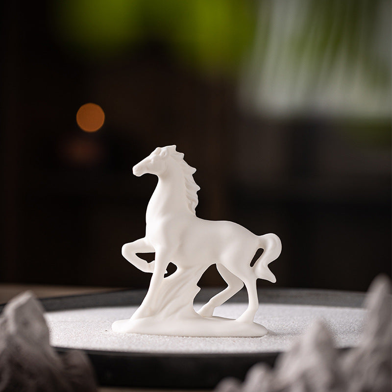 Minimalist White Horse Figurines - 8 Elegant Poses