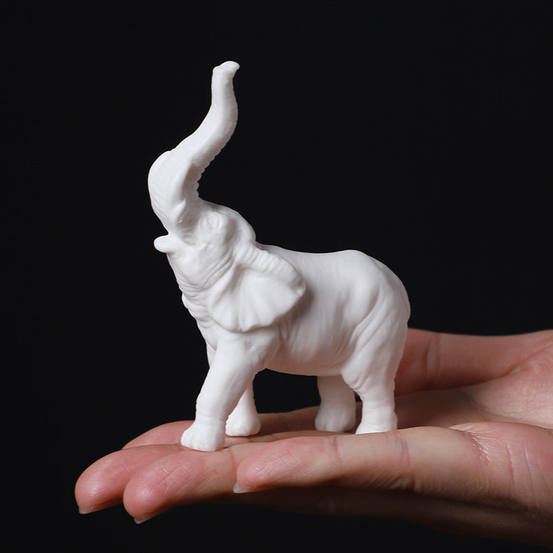 Lucky White Elephant Figurines - Minimalist Porcelain Decor