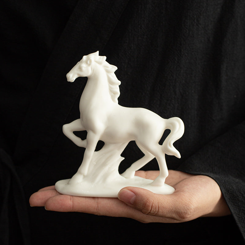 Minimalist White Horse Figurines - 8 Elegant Poses