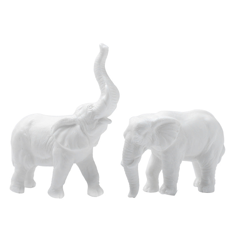 Lucky White Elephant Figurines - Minimalist Porcelain Decor