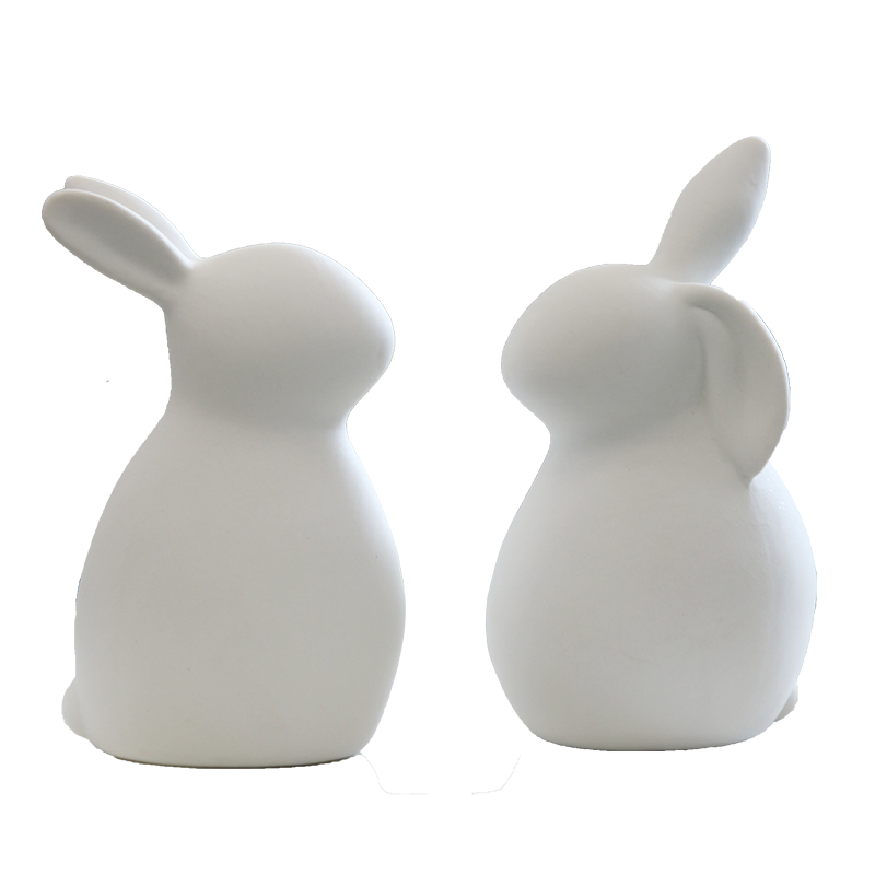 Minimalist White Ceramic Rabbit Figurines