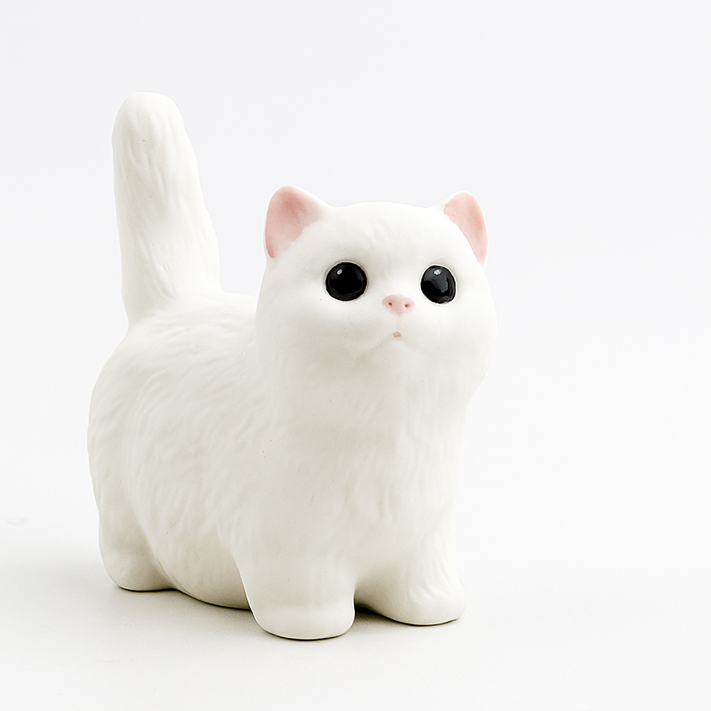 Little Guardian – Minimalist Artisan Ceramic Cat Figurine, Hand-Painted with Care