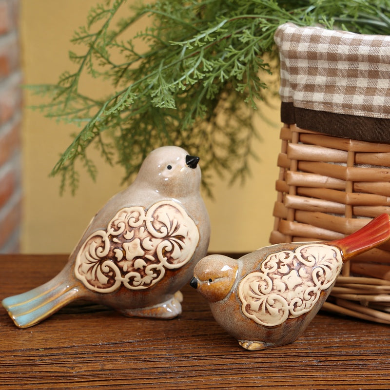 Vintage Farmhouse Ceramic Bird Figurines(Set of 2)