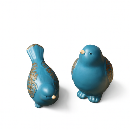 Blue Ceramic Bird Figurine – Whimsical Tabletop Décor (Set of 1)