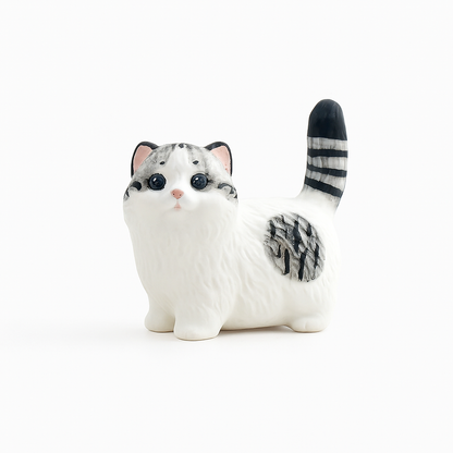 Little Guardian – Minimalist Artisan Ceramic Cat Figurine, Hand-Painted with Care