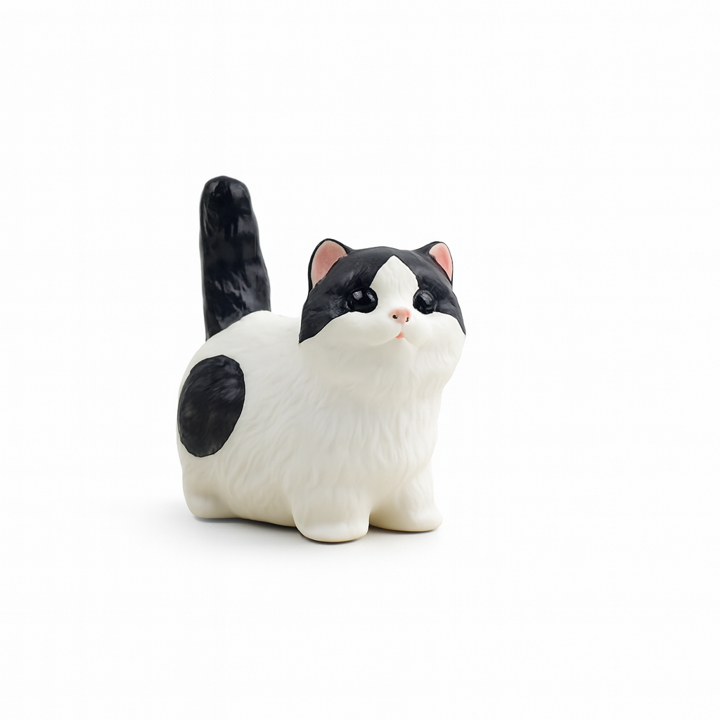 Little Guardian – Minimalist Artisan Ceramic Cat Figurine, Hand-Painted with Care