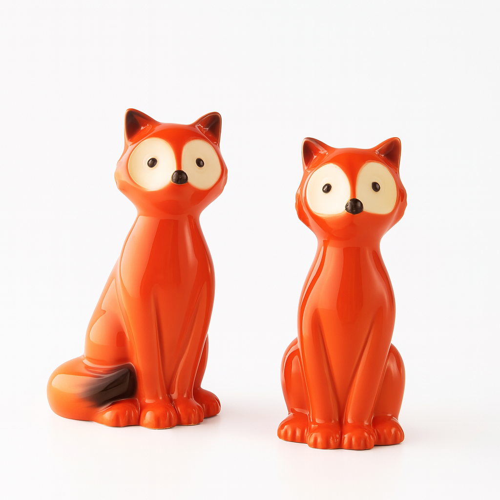 Minimalist Fox Figurines - Cute Animal Decor Set of 2