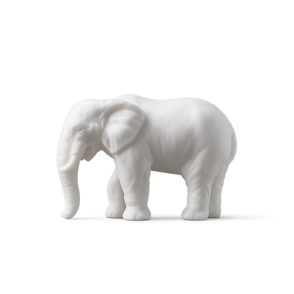Glückliche weiße Elefantenfiguren - Minimalistisches Porzellandekor