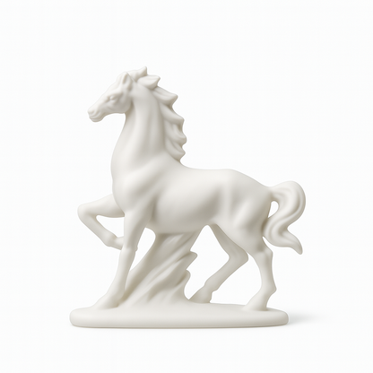 Minimalistische weiße Pferdefiguren – 8 elegante Posen