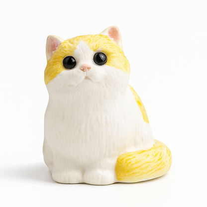 Little Guardian – Minimalist Artisan Ceramic Cat Figurine, Hand-Painted with Care