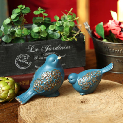 Blue Ceramic Bird Figurine – Whimsical Tabletop Décor (Set of 1)