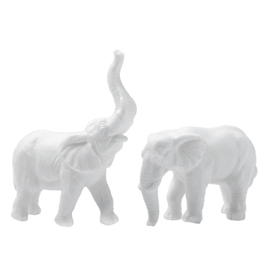 Lucky White Elephant Figurines - Minimalist Porcelain Decor