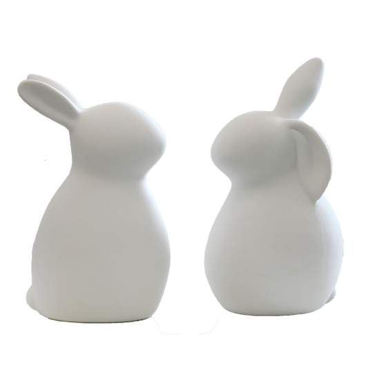Minimalist White Ceramic Rabbit Figurines
