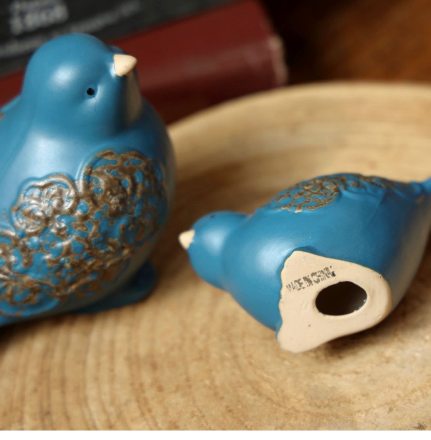 Blue Ceramic Bird Figurine – Whimsical Tabletop Décor (Set of 1)