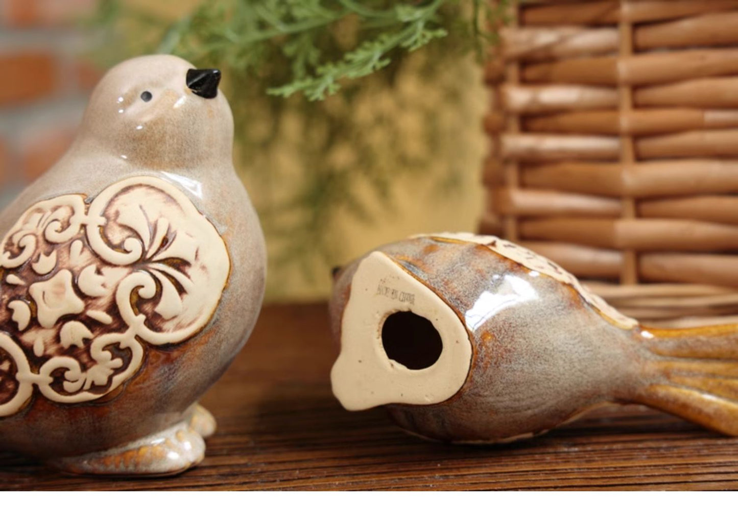 Vintage Farmhouse Ceramic Bird Figurines(Set of 2)