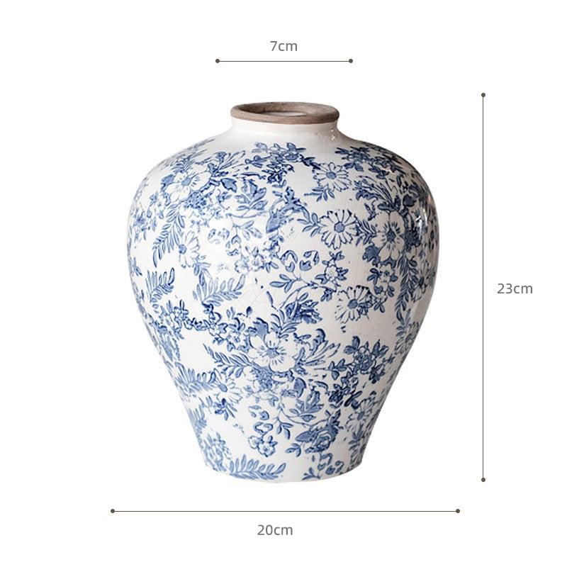 Hand‑Painted Blue and White Vase