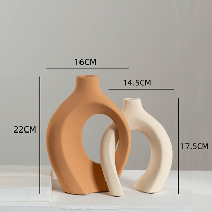 Sculptural Ceramic Vase Duo | Modern Entryway & Table Decor