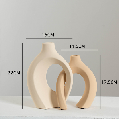 Sculptural Ceramic Vase Duo | Modern Entryway & Table Decor