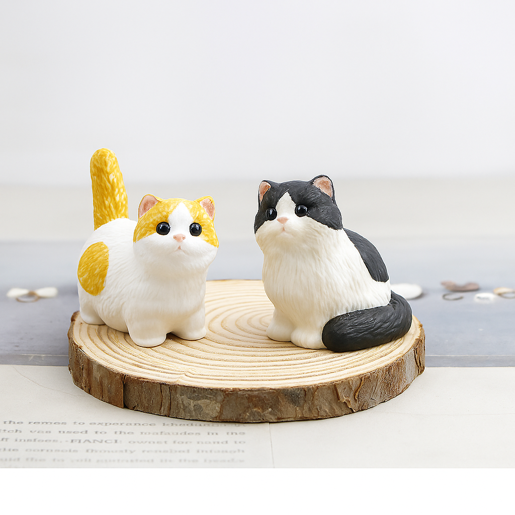 Little Guardian – Minimalist Artisan Ceramic Cat Figurine, Hand-Painted with Care