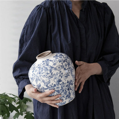Hand‑Painted Blue and White Vase