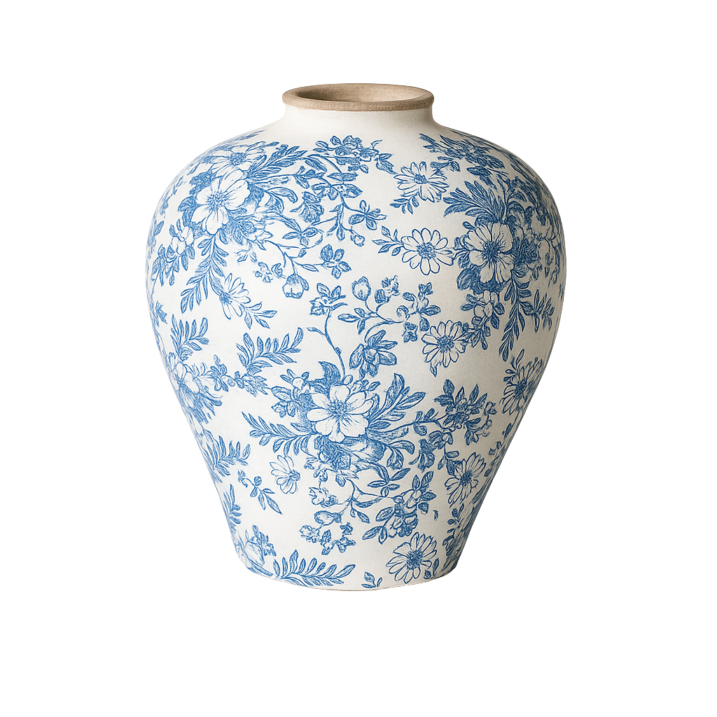 Hand‑Painted Blue and White Vase